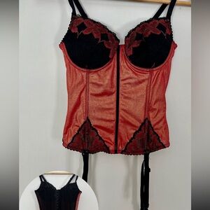 Red and Black Lace Corset Top